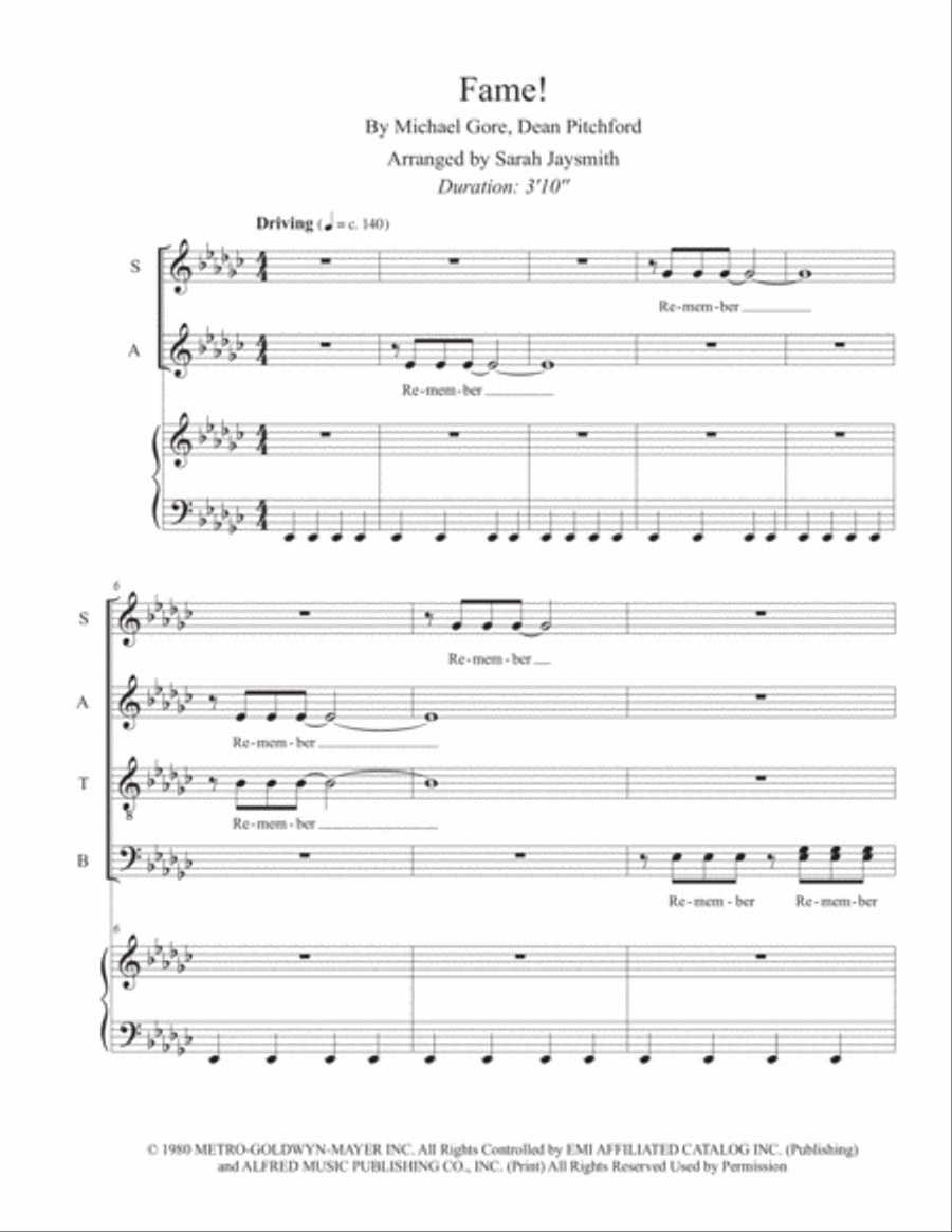 Fame 4-Part scores gallery preview page 1