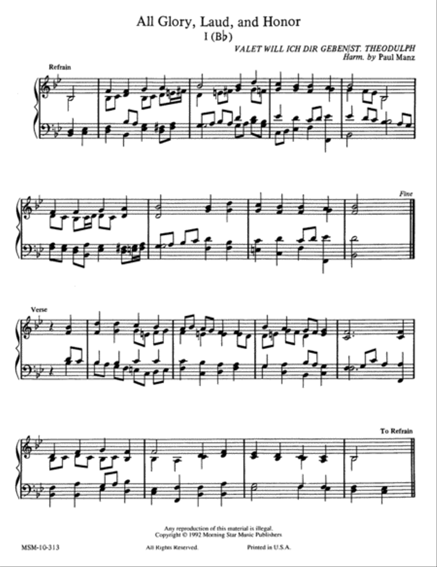 All Glory, Laud, and Honor (2 settings) Organ scores gallery preview page 2