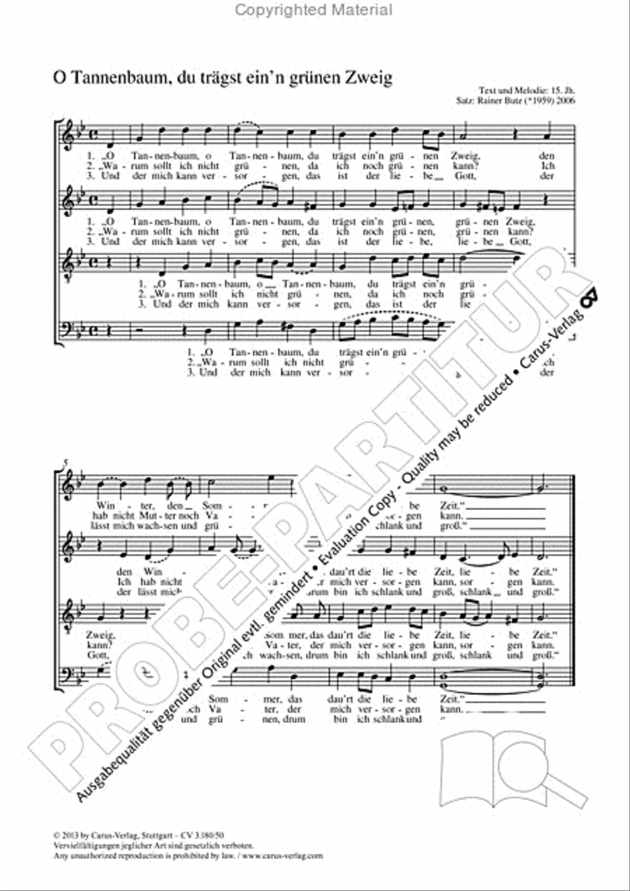 O Tannenbaum, du tragst ein'n grunen Zweig 4-Part scores gallery preview page 2