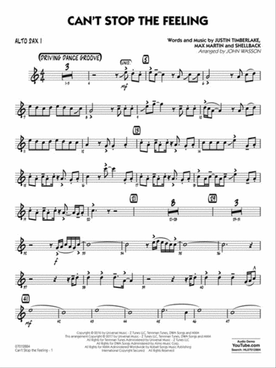 Can't Stop the Feeling Jazz Ensemble scores gallery preview page 3