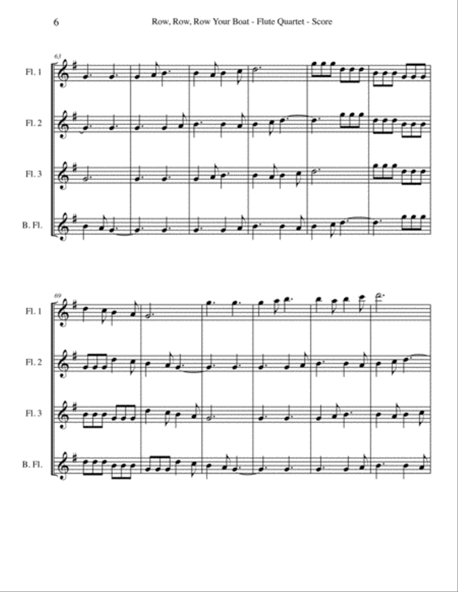 Row, Row, Row Your Boat for Flute Quartet Row, Row, Row Your Boat for Flute Quartet Flute Quartet scores gallery preview page 6