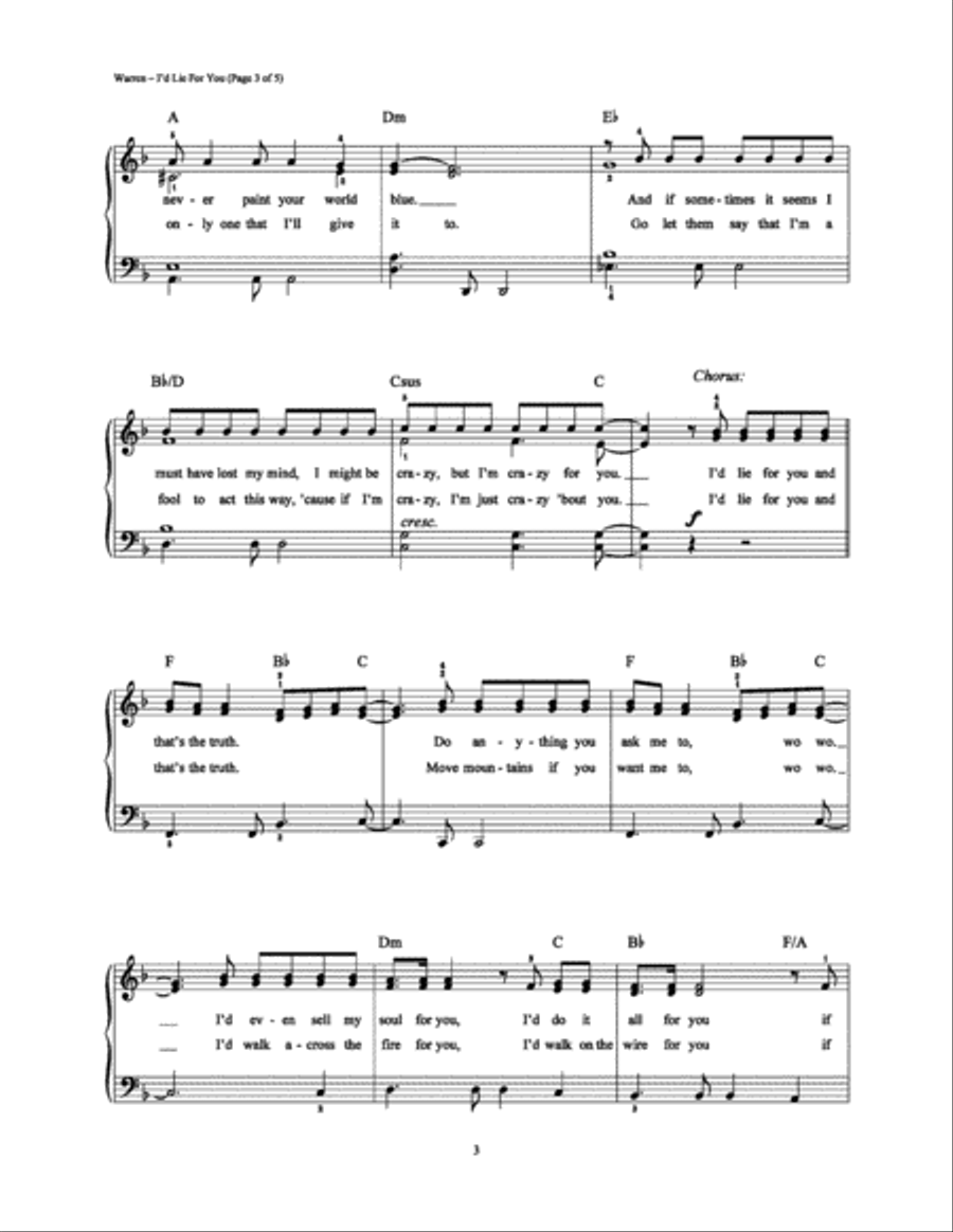 I'd Lie For You (And That's The Truth) Easy Piano scores gallery preview page 3