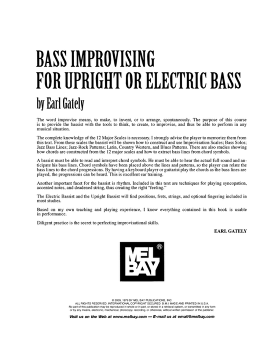 Bass Improvising: for Upright or Electric Bass
