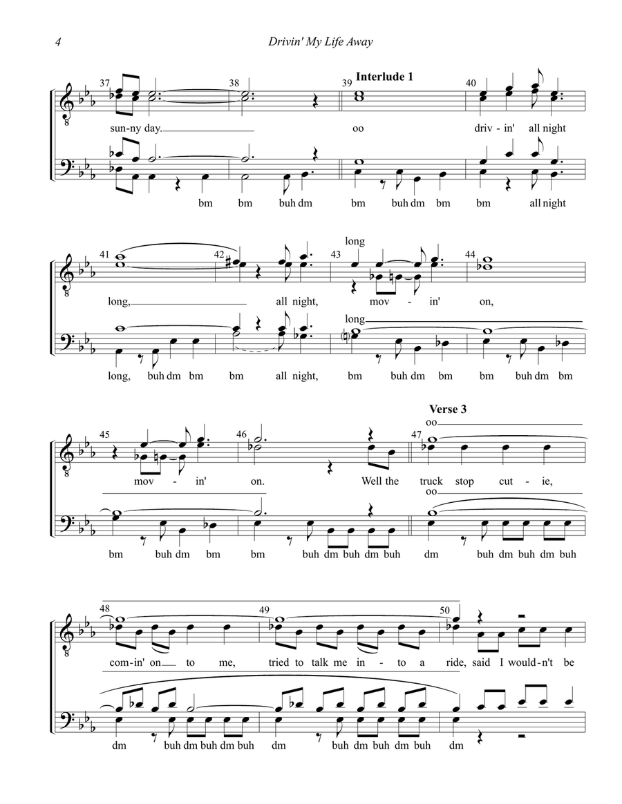 Drivin' My Life Away TTBB scores gallery preview page 4