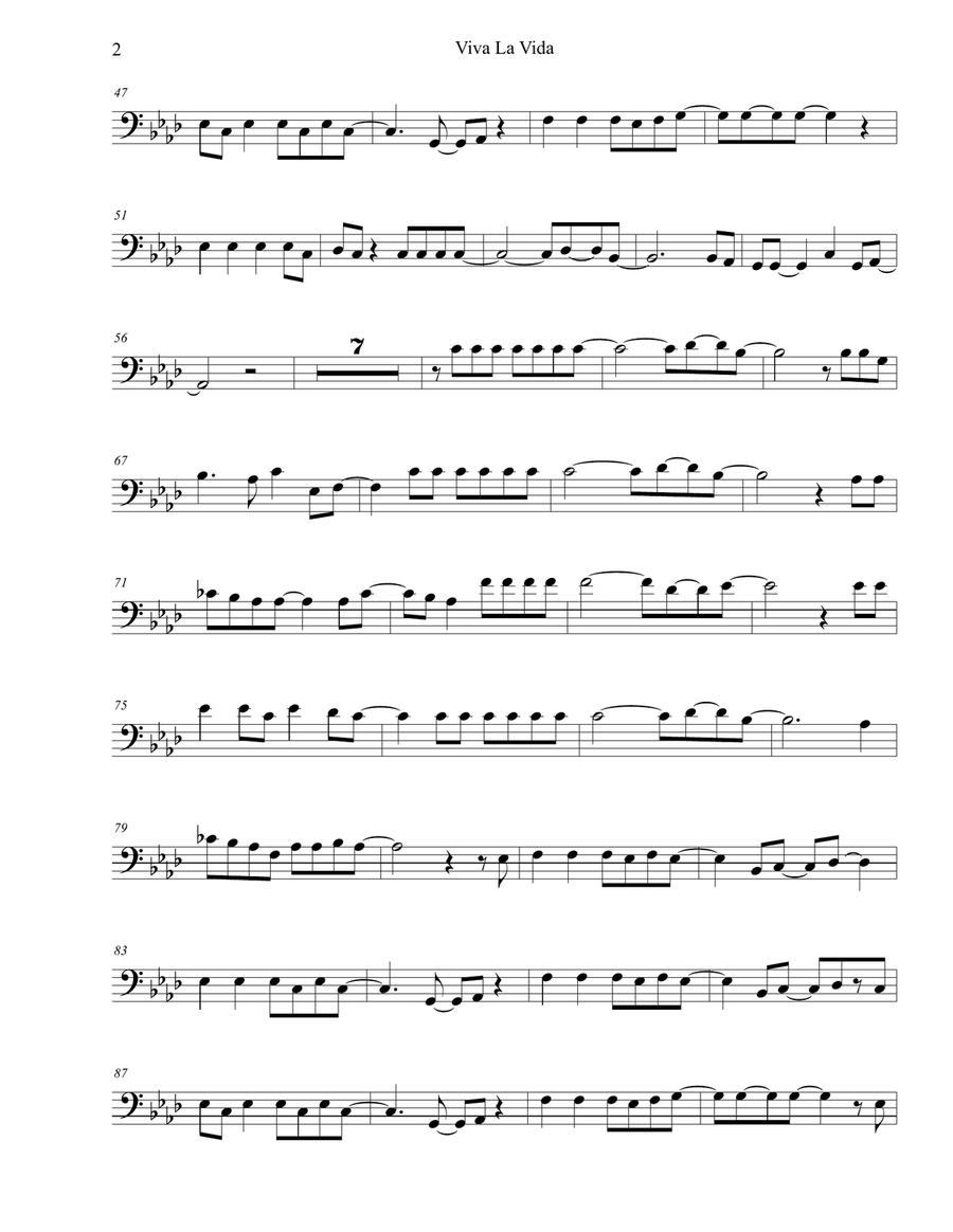 Viva La Vida Trombone Solo scores gallery preview page 2