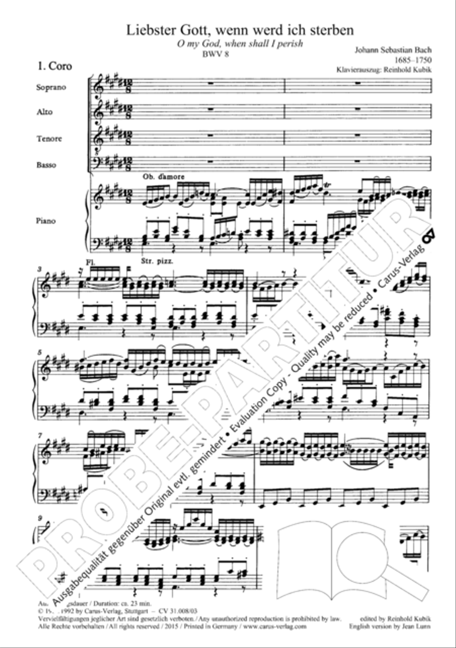O my God, when shall I perish (Liebster Gott, wenn werd ich sterben) 4-Part scores gallery preview page 7