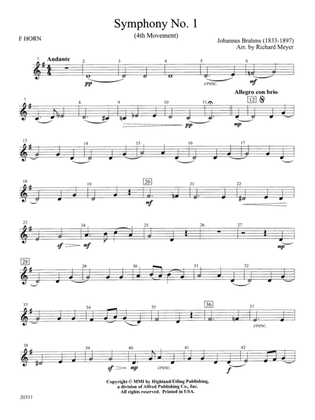 Symphony No. 1 (4th Movement ): 1st F Horn