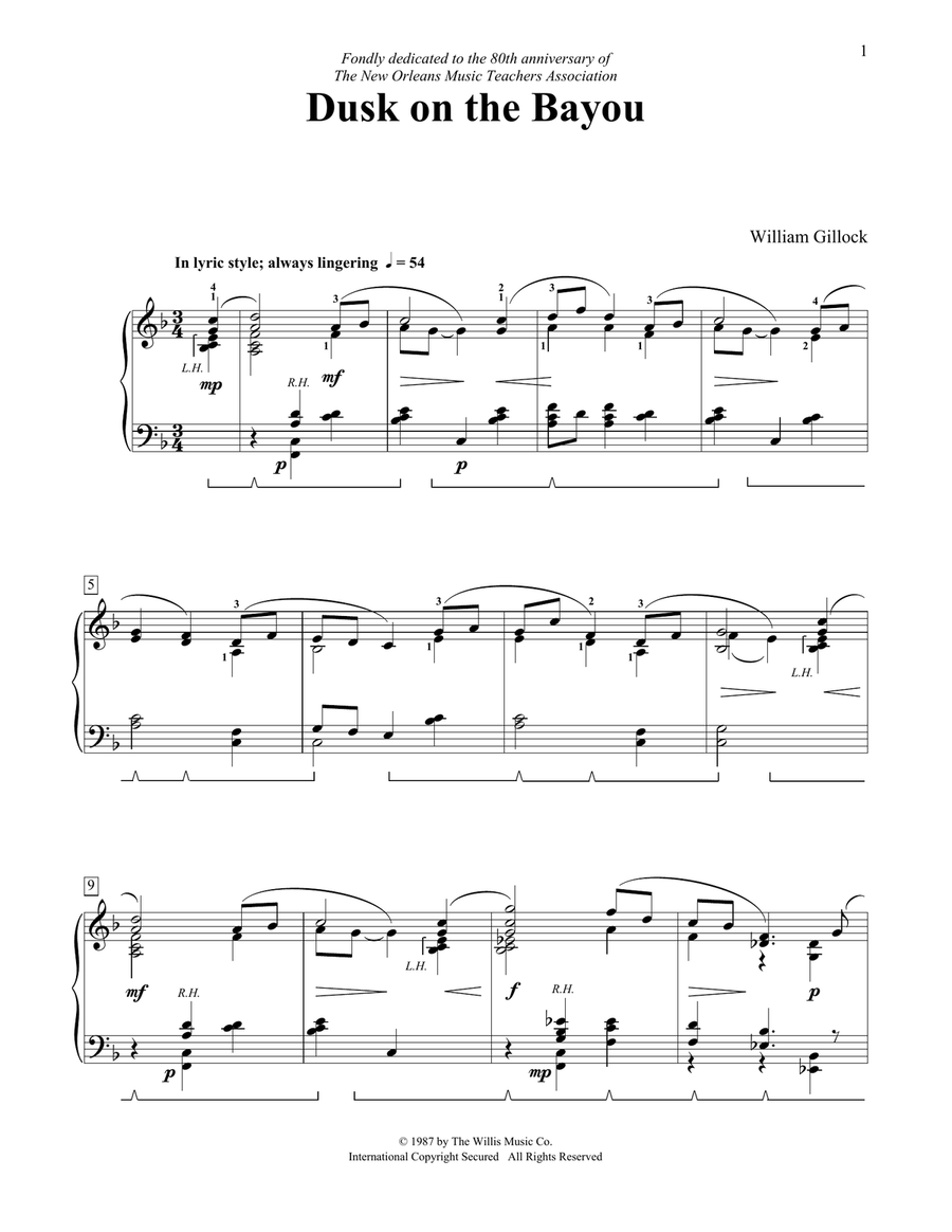 Dusk On The Bayou Piano Method scores gallery preview page 1