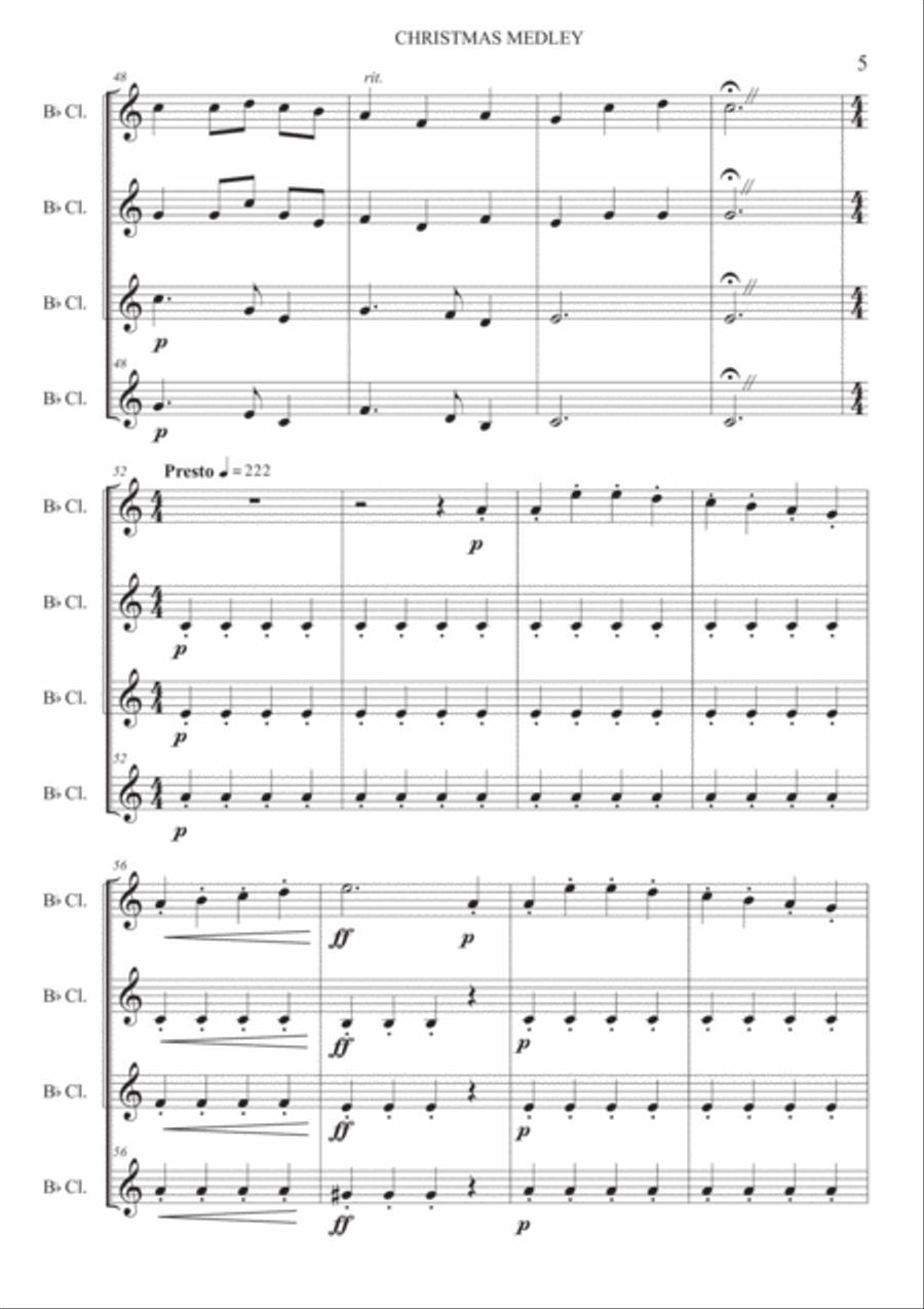 Christmas medley - Clarinet quartet Clarinet Quartet scores gallery preview page 5
