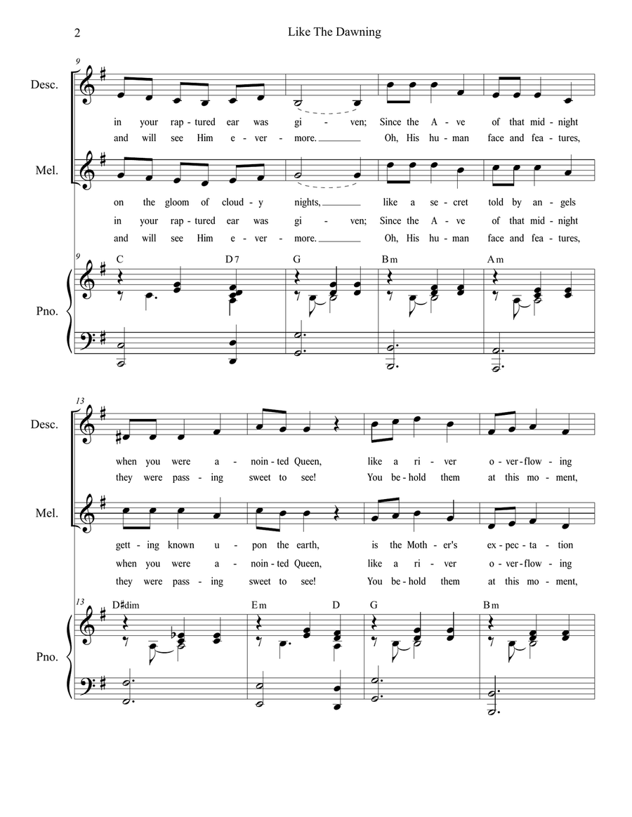 Like The Dawning (2-part children's choir) 2-Part scores gallery preview page 2