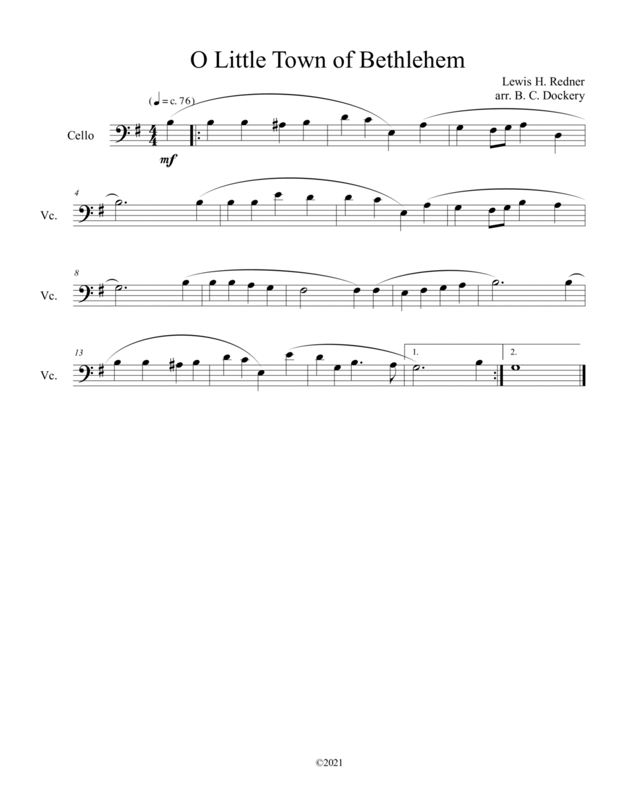 O Little Town of Bethlehem (Cello Solo) image number null