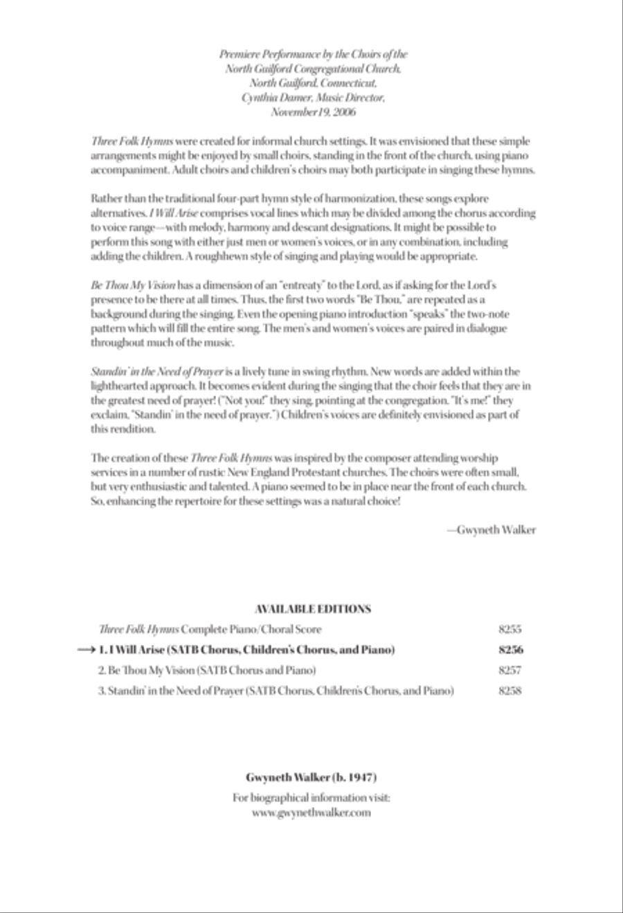 I Will Arise from Three Folk Hymns 4-Part scores gallery preview page 2