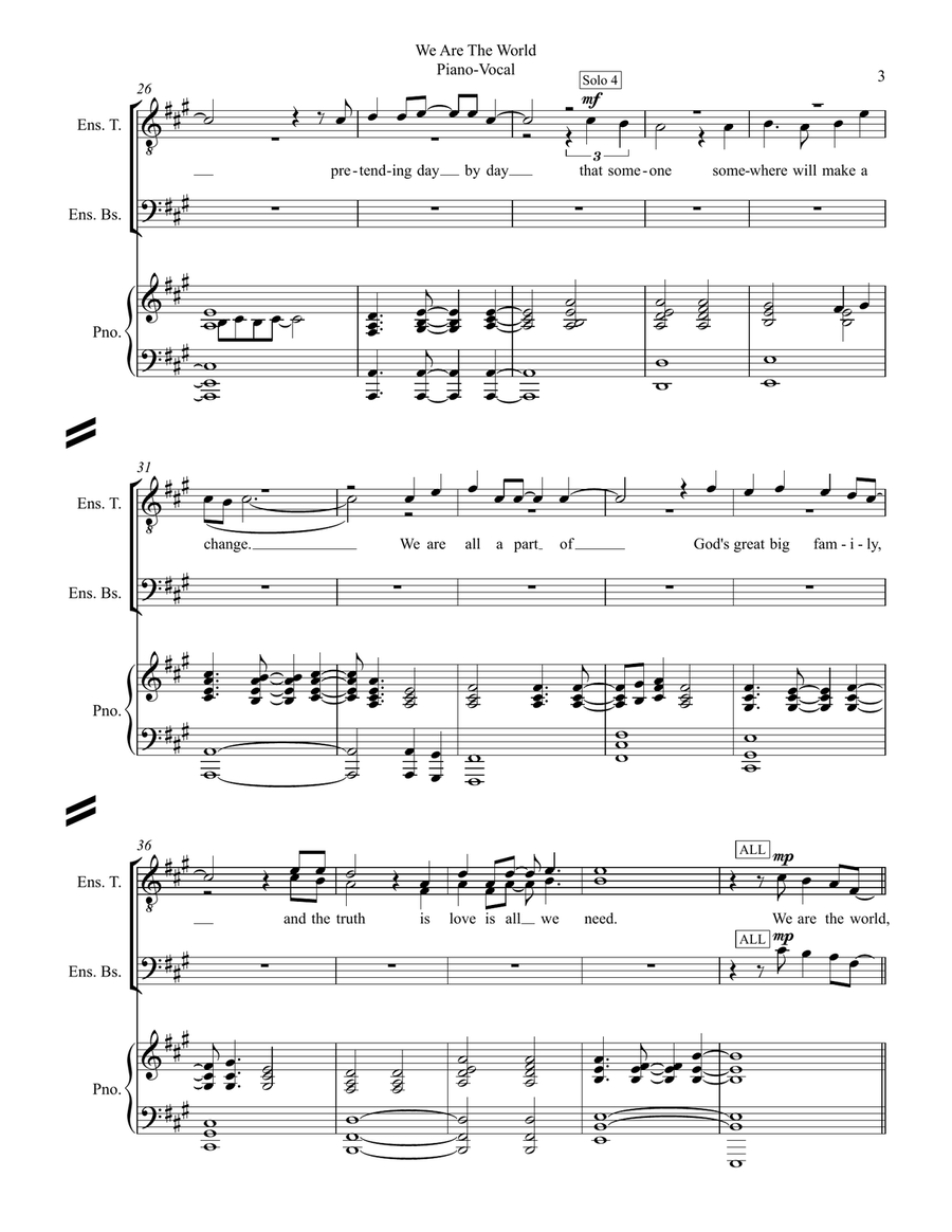 We Are The World We Are The World TTBB scores gallery preview page 3