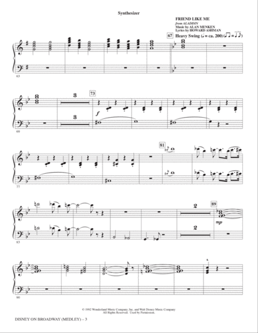 Disney On Broadway (Medley) - Synthesizer Choir scores gallery preview page 3
