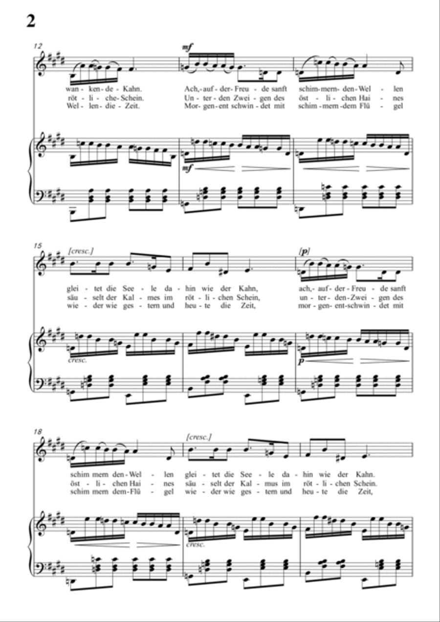 Schubert-Auf dem Wasser zu singen inE for Vocal and Piano Voice scores gallery preview page 3