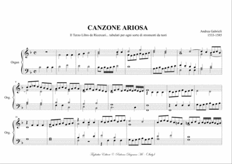 CANZONE ARIOSA - A. Gabrieli - For Organ Organ Solo scores gallery preview page 2
