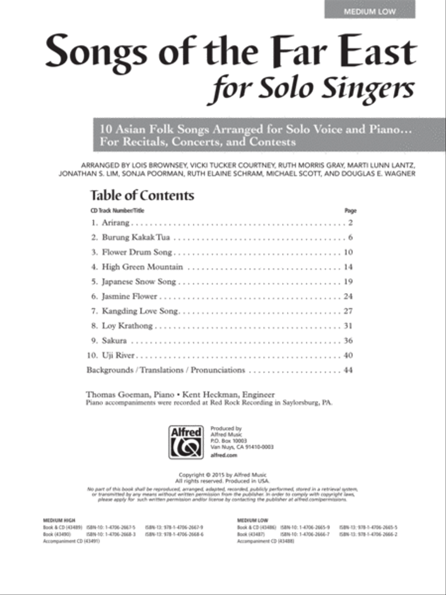 Songs of the Far East for Solo Singers Piano Accompaniment scores gallery preview page 2