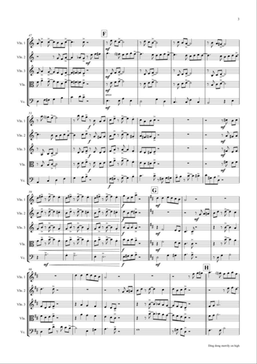 Ding dong merrily on high - Swing - String Quartet String Quartet scores gallery preview page 3
