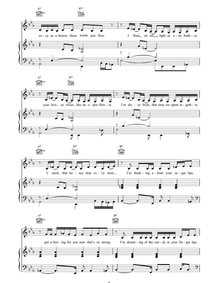 Honey to the Bee Piano, Vocal, Guitar scores gallery preview page 2