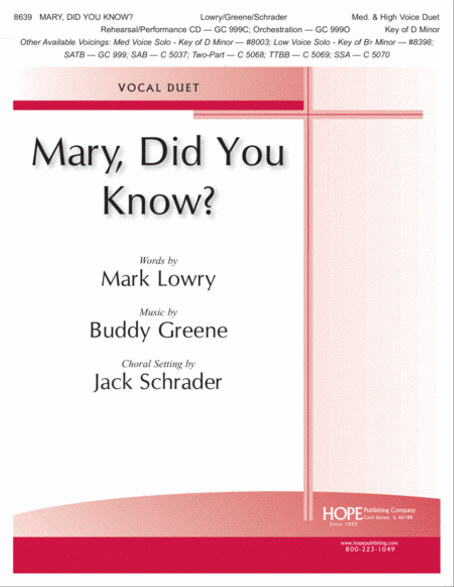 Mary, Did You Know? High Voice scores gallery preview page 1