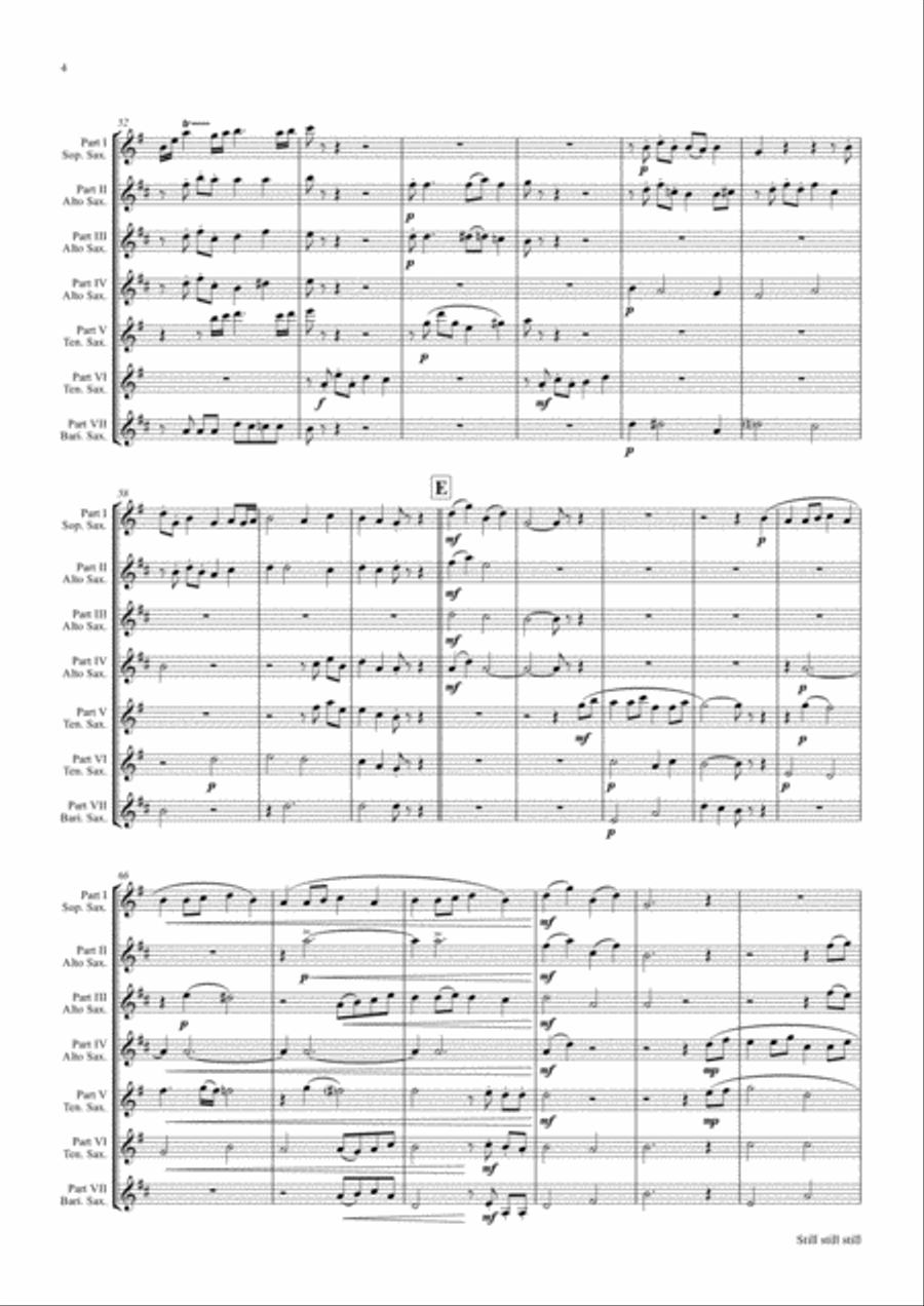 Still Still Still - Christmas song - 7 Parts - Saxophone Ensemble Woodwind Ensemble scores gallery preview page 4