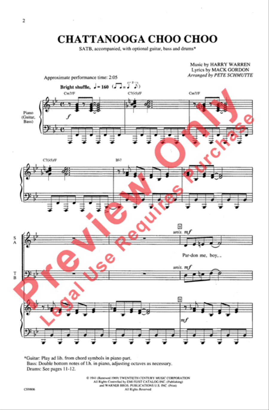 Chattanooga Choo Choo 4-Part scores gallery preview page 2