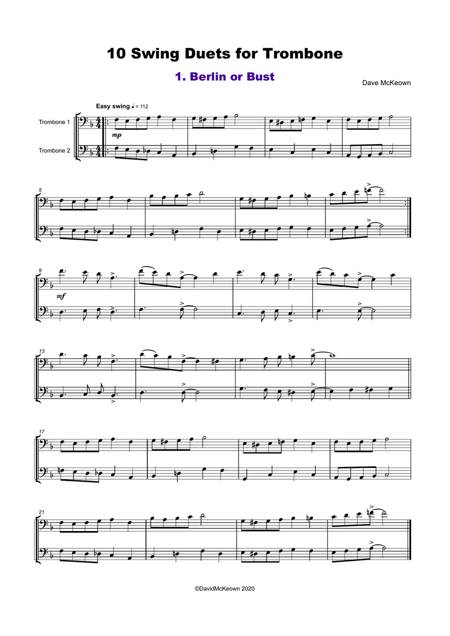 10 Swing Duets for Trombone Trombone Duet scores gallery preview page 2