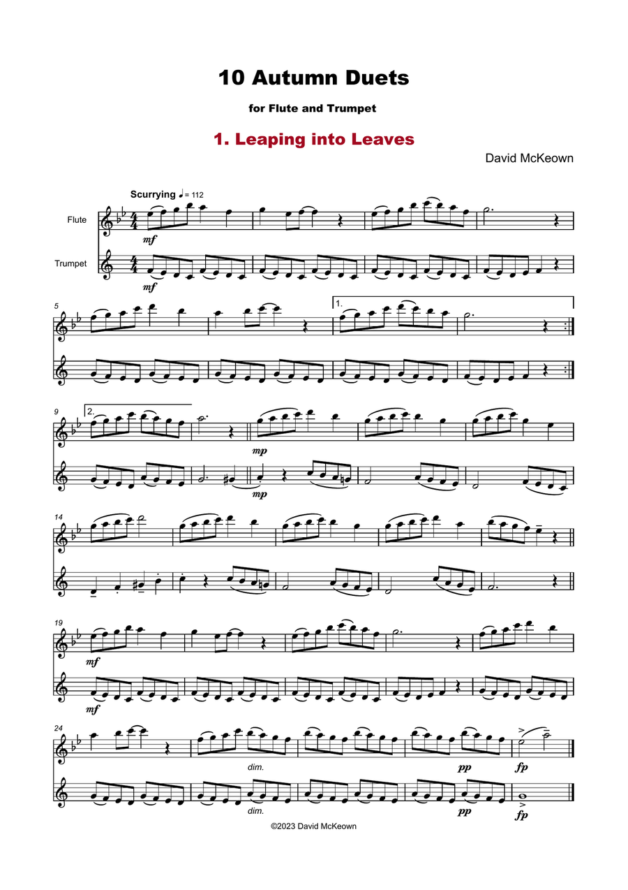 10 Autumn Duets for Flute and Trumpet Chamber Music scores gallery preview page 3