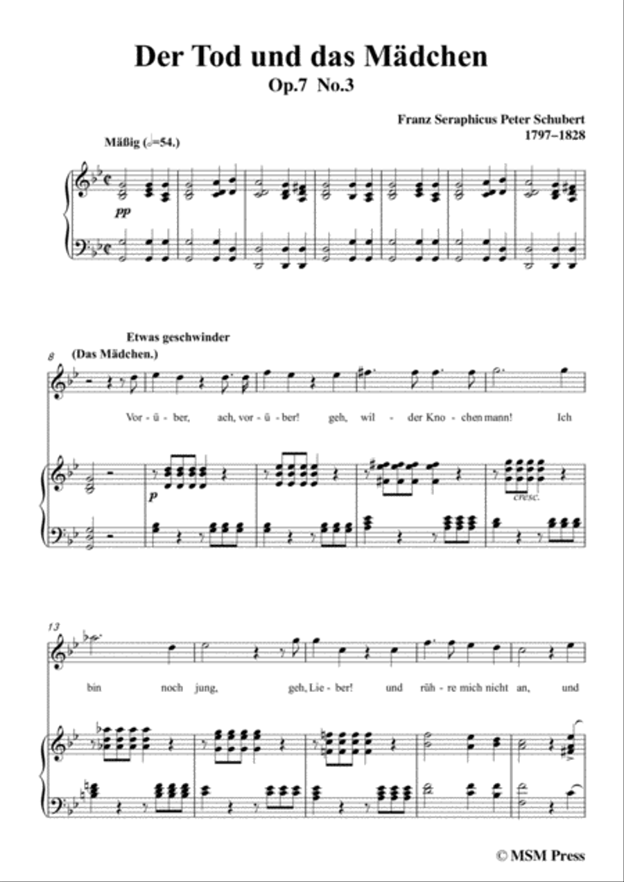 Schubert-Der Tod und das Mädchen,Op.7 No.3,in g minor,for Voice&Piano Voice scores gallery preview page 3