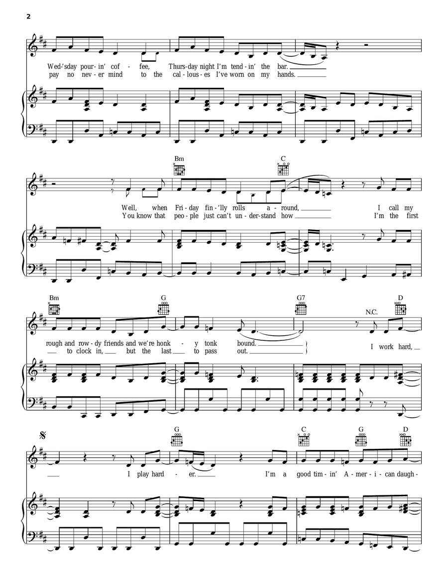 Work Hard, Play Harder Piano, Vocal, Guitar scores gallery preview page 2