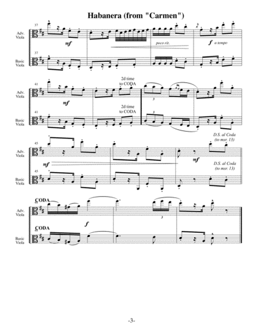 Habanera - Bizet (Arrangements Level 2-5 for VIOLA + Written Acc) image number null