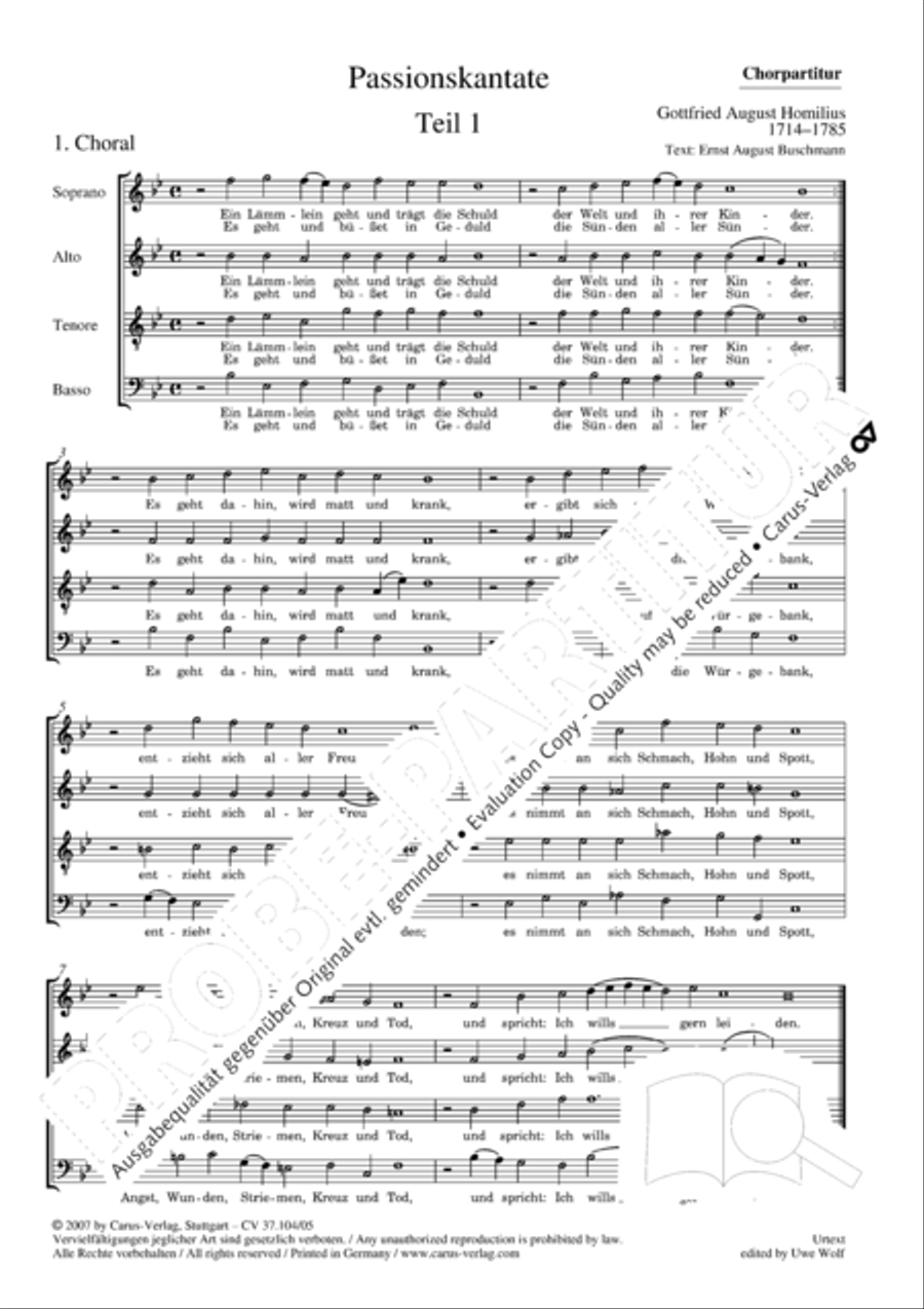 Ein Lammlein geht und tragt die Schuld 4-Part scores gallery preview page 2