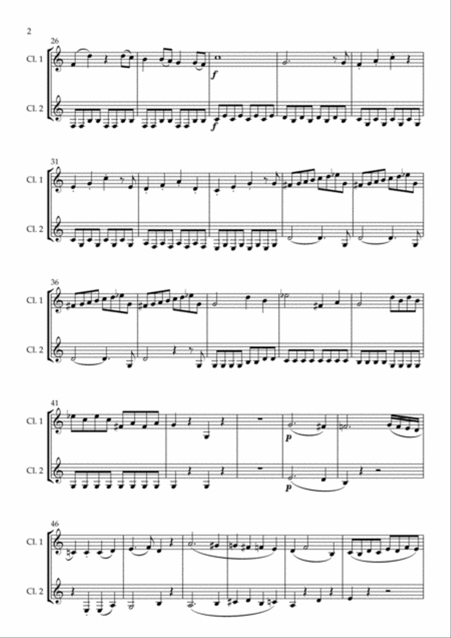 Symphony No. 40 arranged for Clarinet Duet Clarinet Duet scores gallery preview page 4
