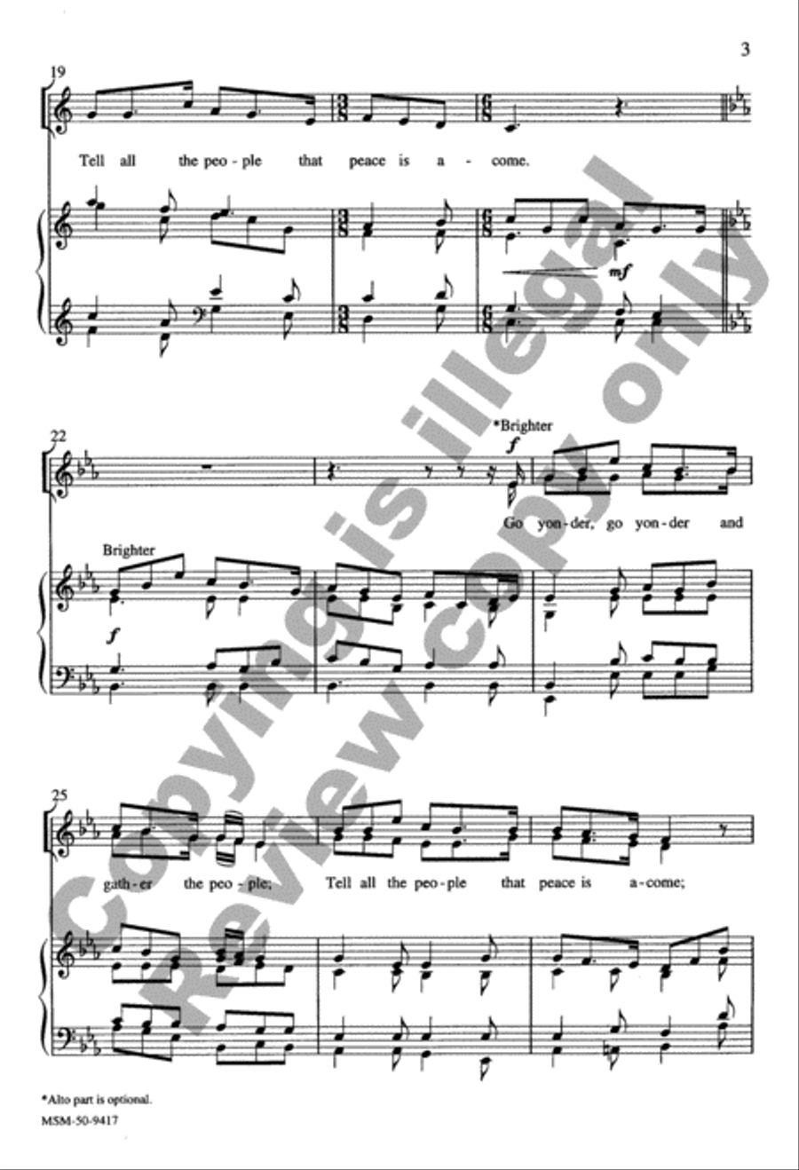 Peace Is A-Come Unison Choir scores gallery preview page 4