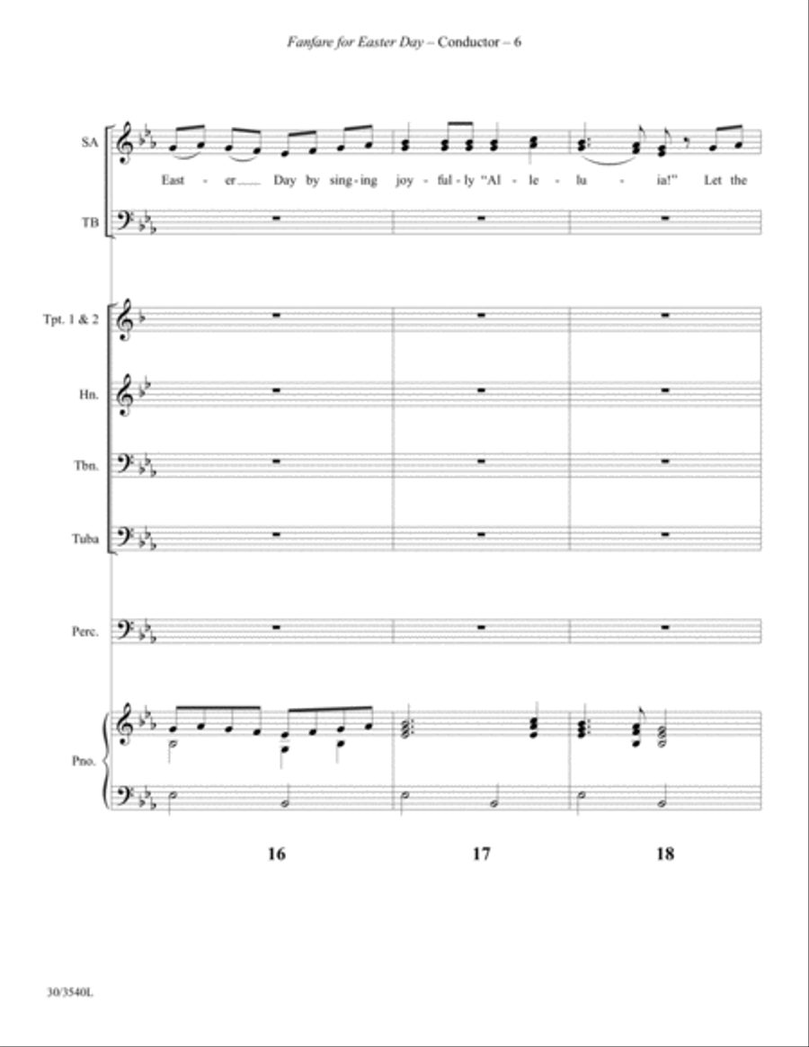 Fanfare for Easter Day - Brass Quintet and Percussion Score and Parts Choir scores gallery preview page 8