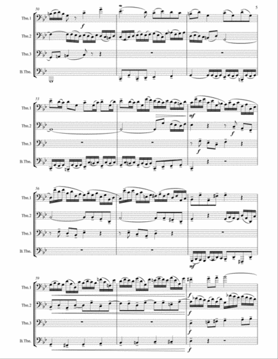 Little Fugue in G minor arranged for Trombone Quartet Trombone Quartet scores gallery preview page 6