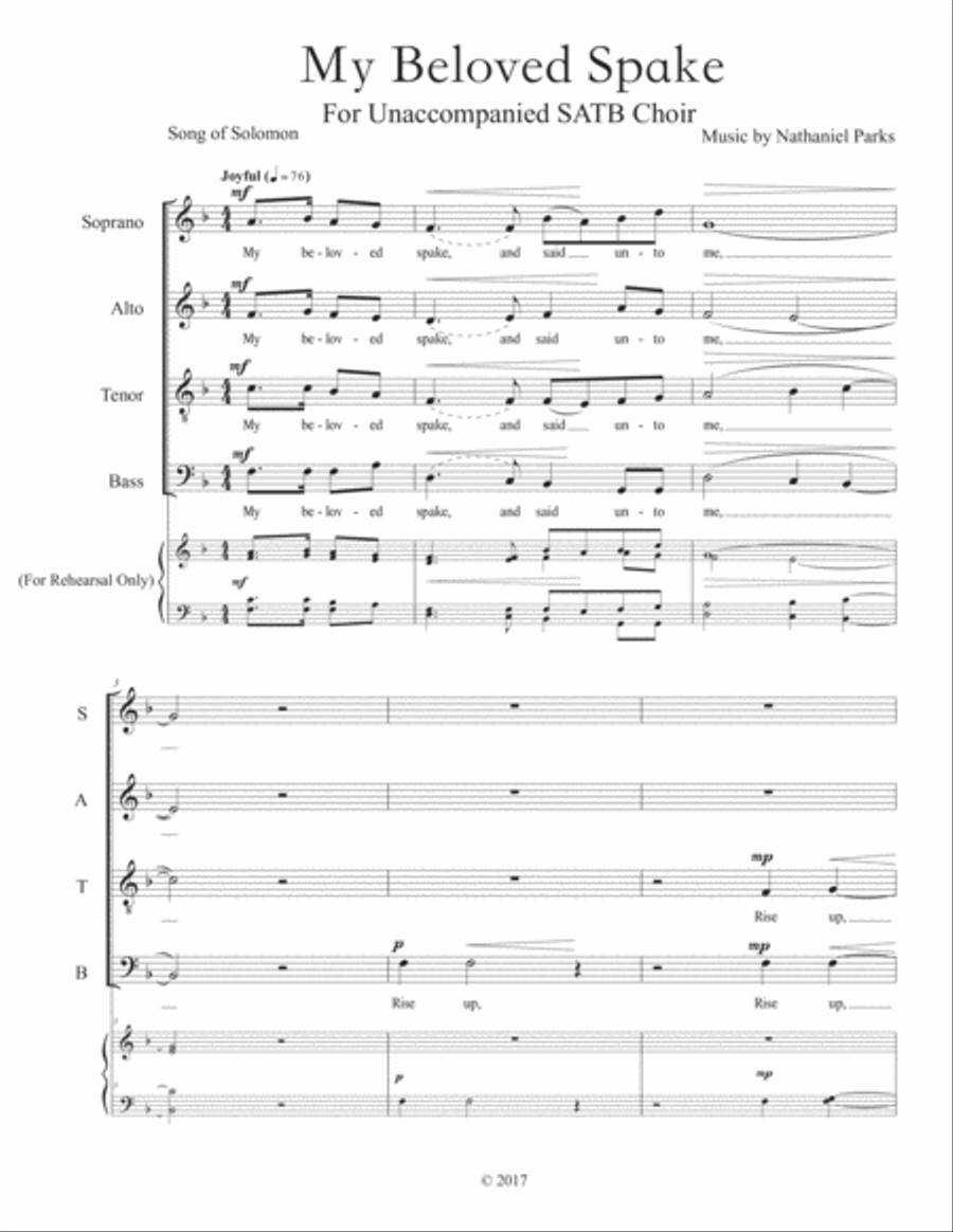My Beloved Spake 4-Part scores gallery preview page 1