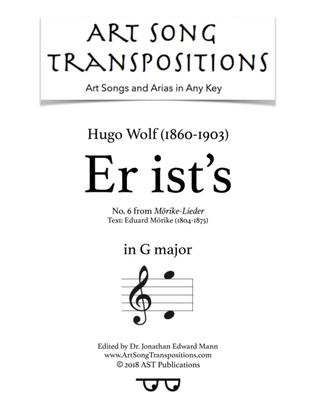 WOLF: Er ist's (transposed to G major)