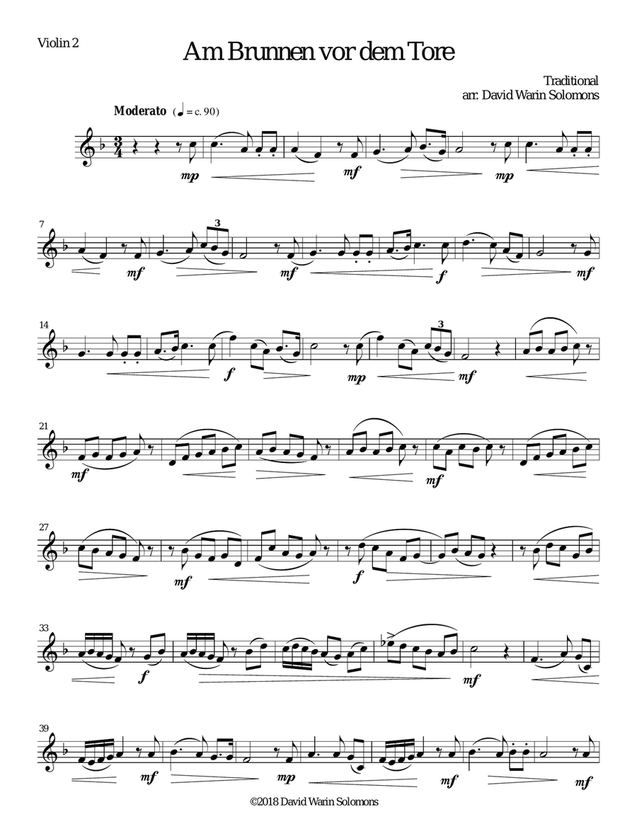 Am Brunnen vor dem Tore (At the fountain before the gate) for 2 violins, viola, guitar Small Ensemble scores gallery preview page 5
