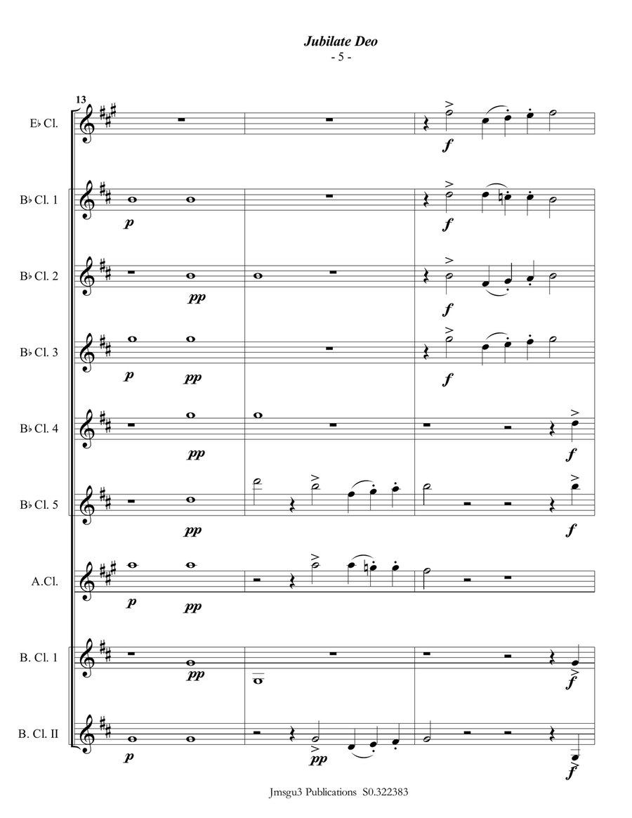 Gabrieli: Jubilate Deo Ch. 136 for Clarinet Choir Clarinet Choir scores gallery preview page 5
