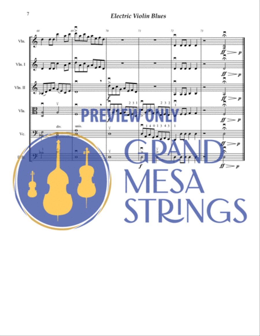 Electric Violin Blues Electric Violin Blues String Orchestra scores gallery preview page 8