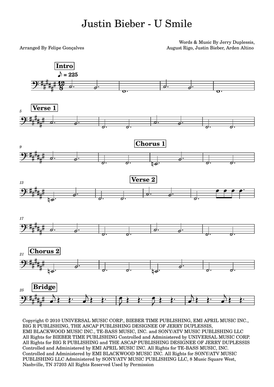 U Smile Bass Guitar scores gallery preview page 1