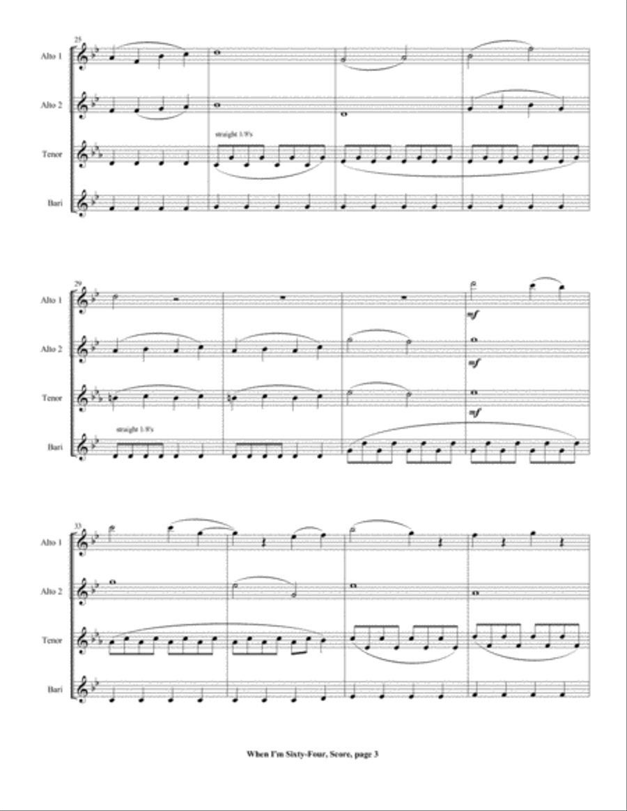 When I'm Sixty-Four Woodwind Quartet scores gallery preview page 5