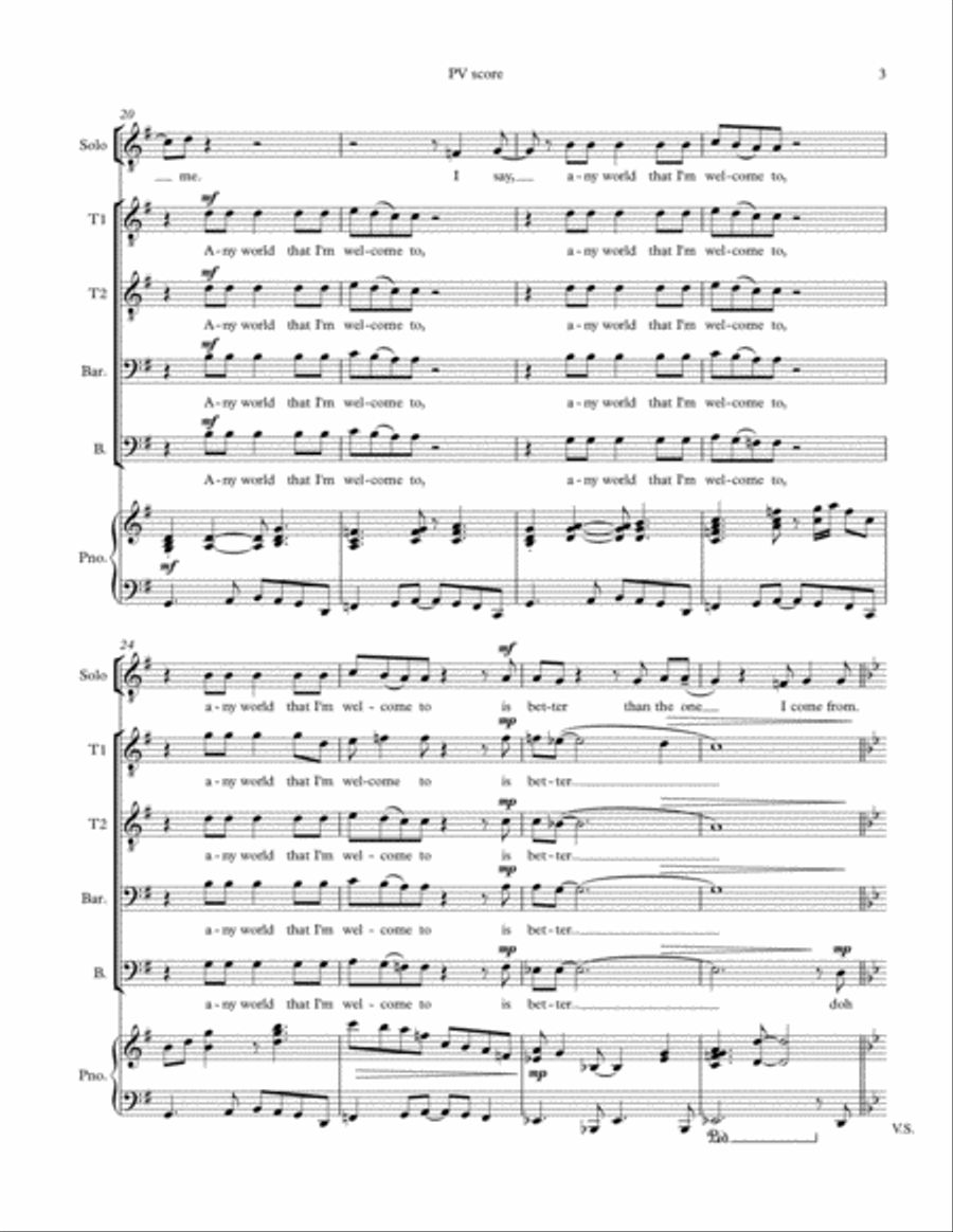 Any World (that I'm Welcome To) TTBB scores gallery preview page 3