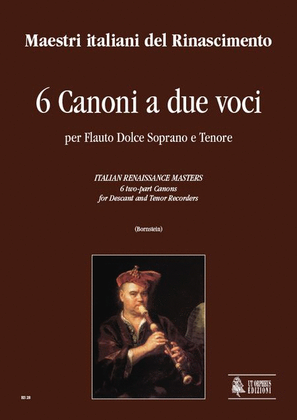 Book cover for 6 two-part Canons for Descant and Tenor Recorders