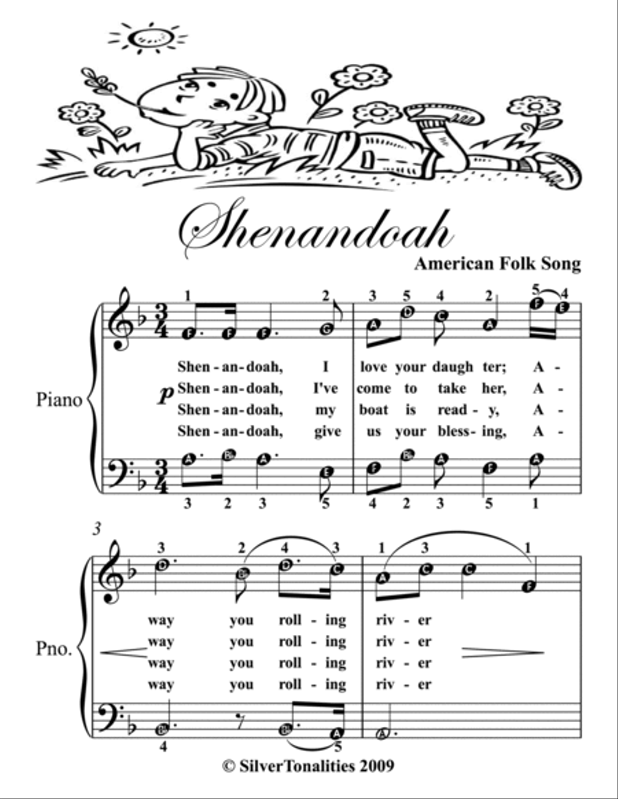 Shenandoah Easy Piano Sheet Music Easy Piano scores gallery preview page 2