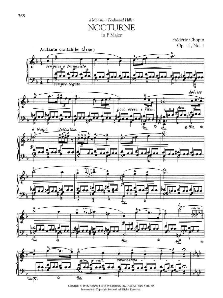 Nocturne in F Major, Op. 15, No. 1 Piano Solo scores gallery preview page 1