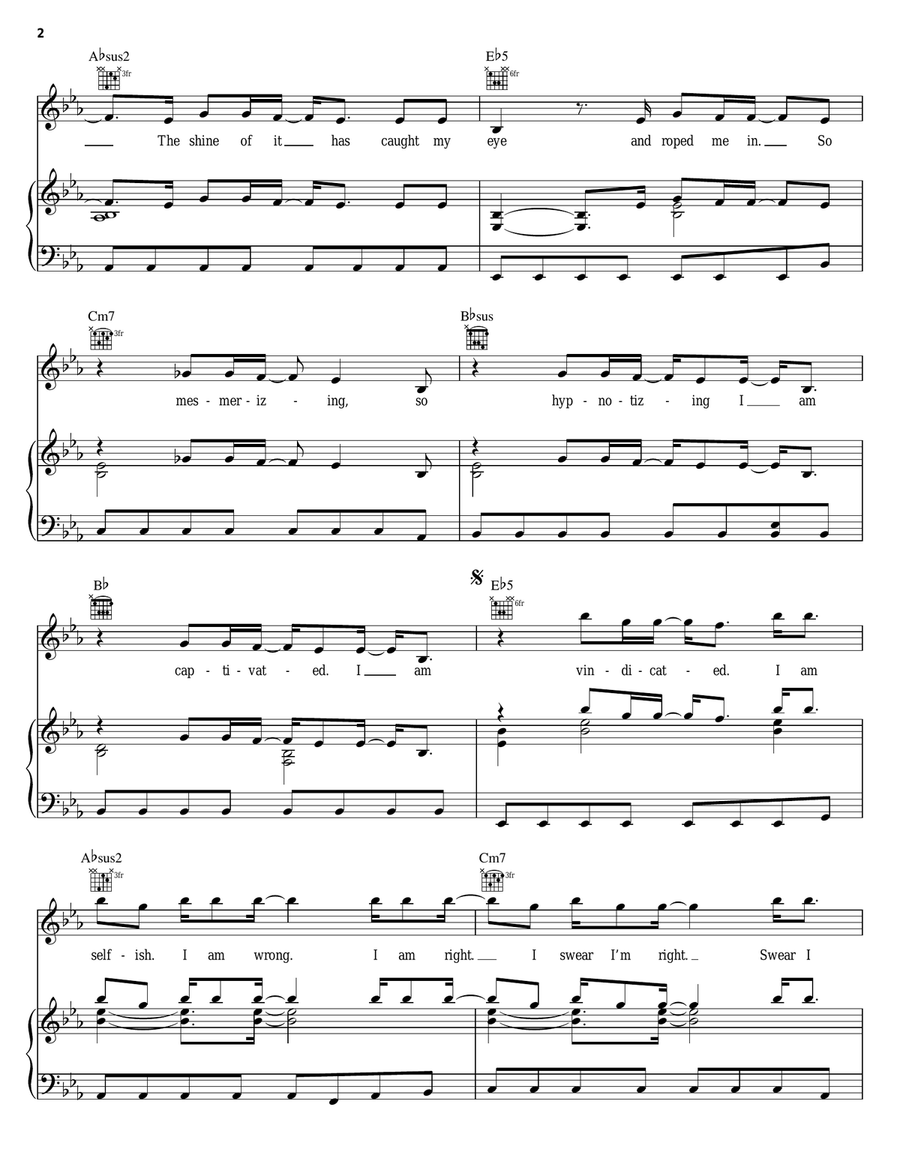 Vindicated Vindicated Piano, Vocal, Guitar scores gallery preview page 2