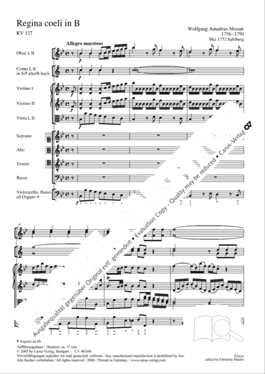Regina coeli in B-Flat Major, K. 127 4-Part scores gallery preview page 48
