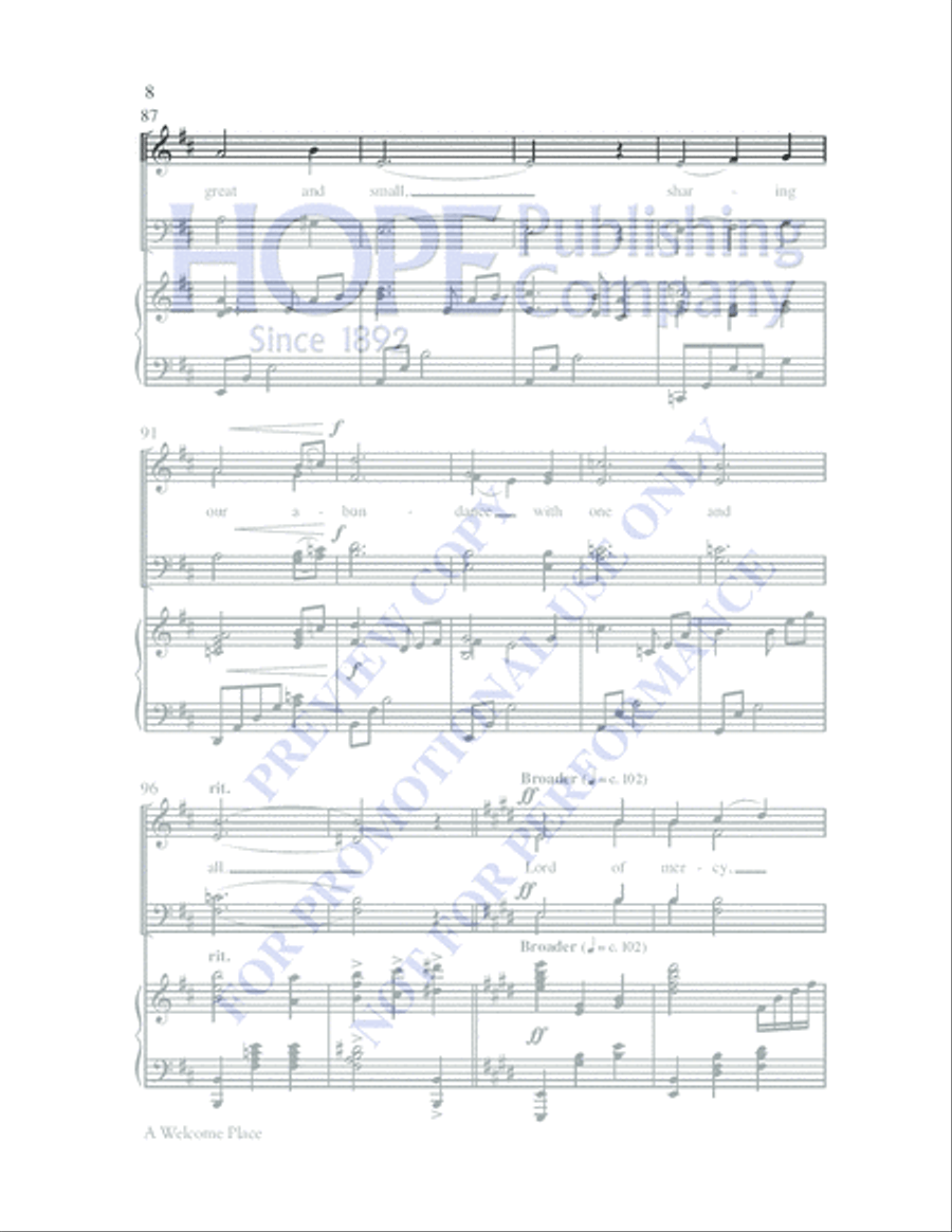A Welcome Place 4-Part scores gallery preview page 8